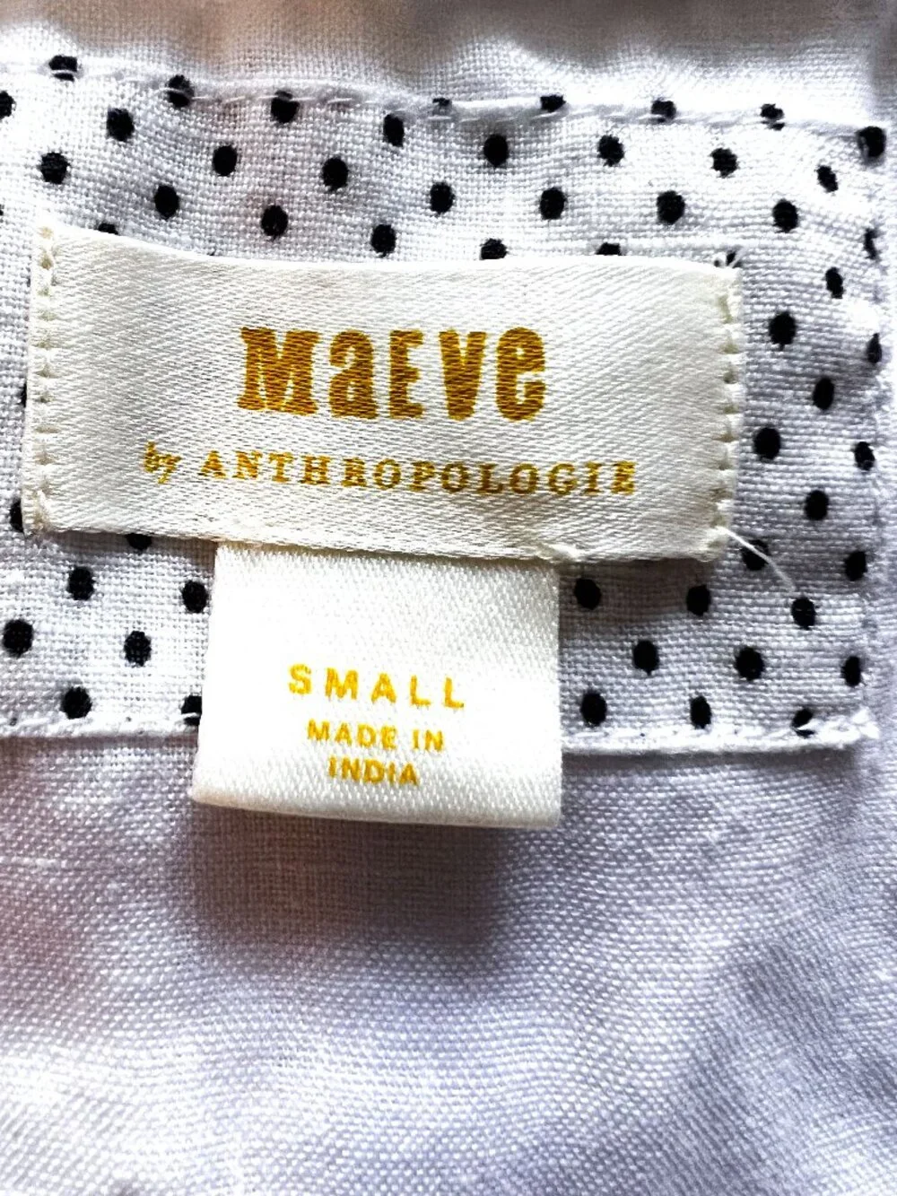Anthropologie Maeve puffy sleeve pure linen white top size S small Audie